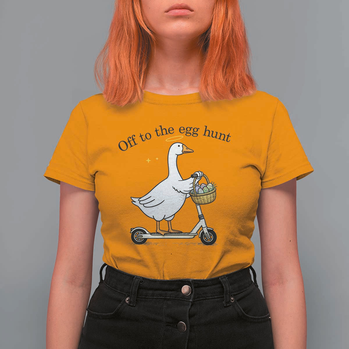 Off To The Egg Hunt T Shirt For Women Funny Easter Goose