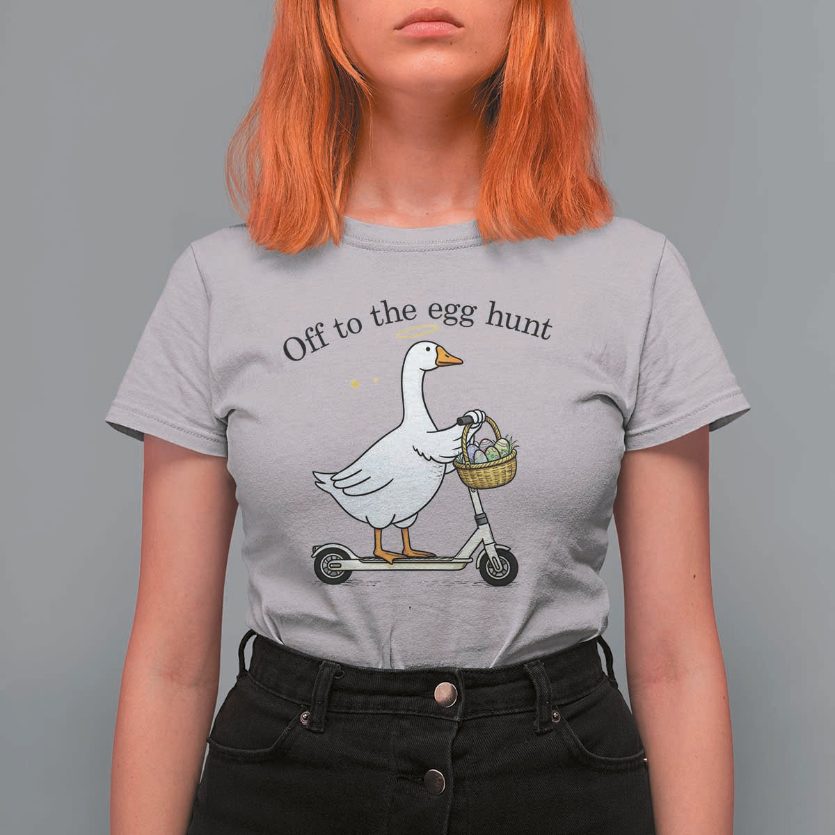Off To The Egg Hunt T Shirt For Women Funny Easter Goose