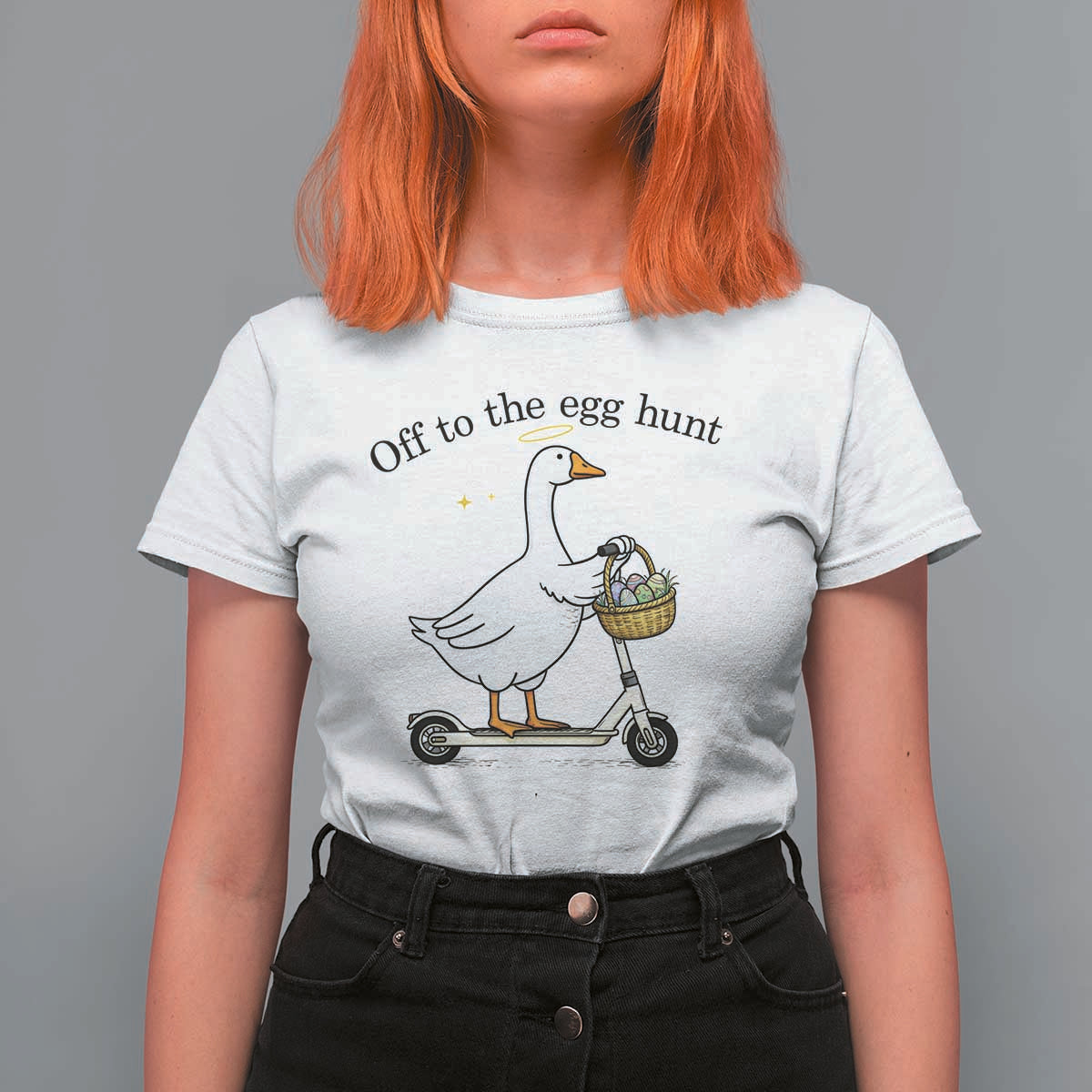 Off To The Egg Hunt T Shirt For Women Funny Easter Goose
