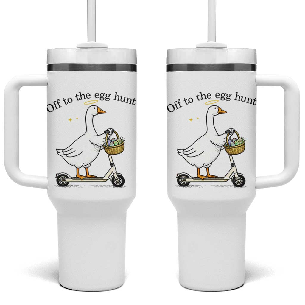 Off To The Egg Hunt Tumbler With Handle Funny Easter Goose
