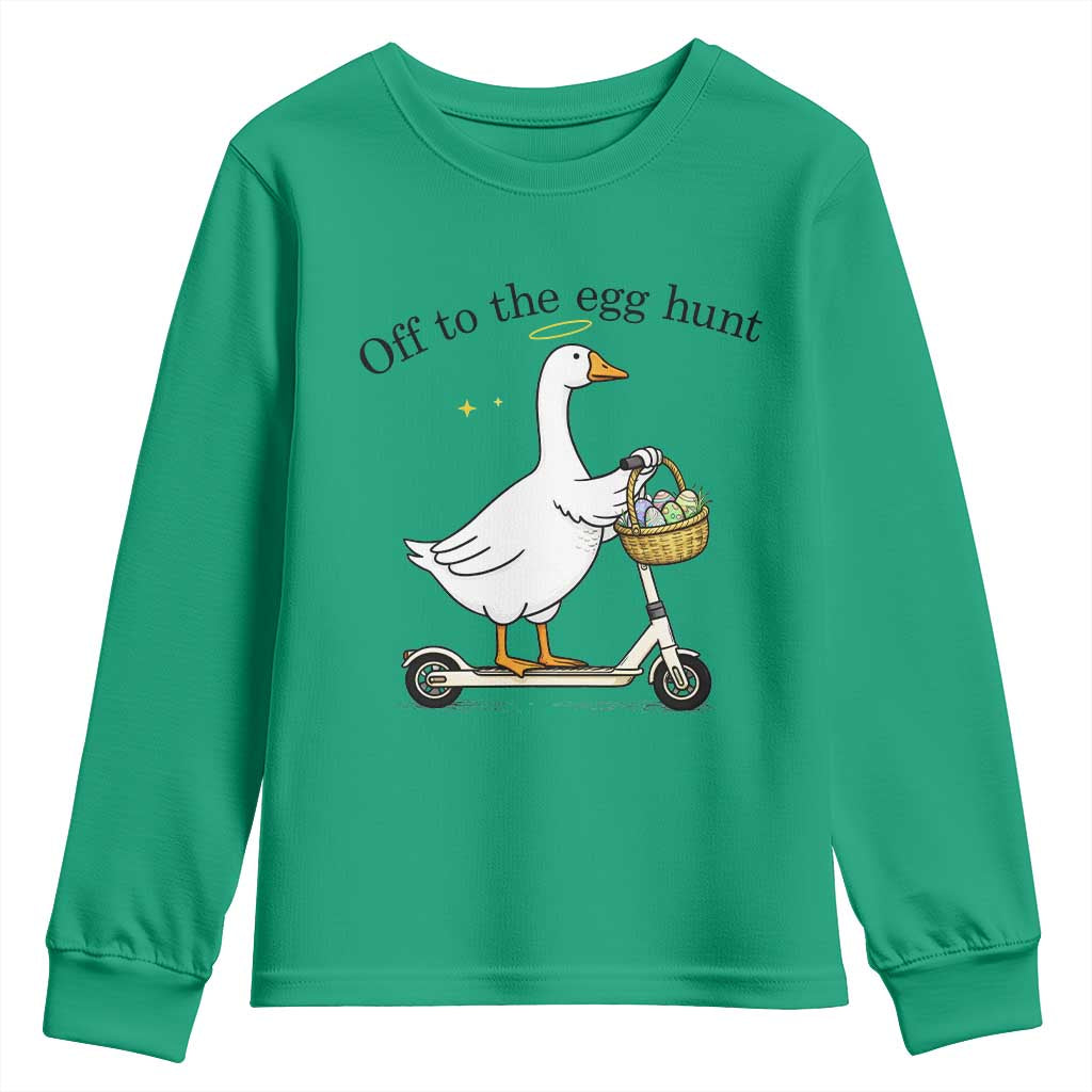 Off To The Egg Hunt Youth Sweatshirt Funny Easter Goose
