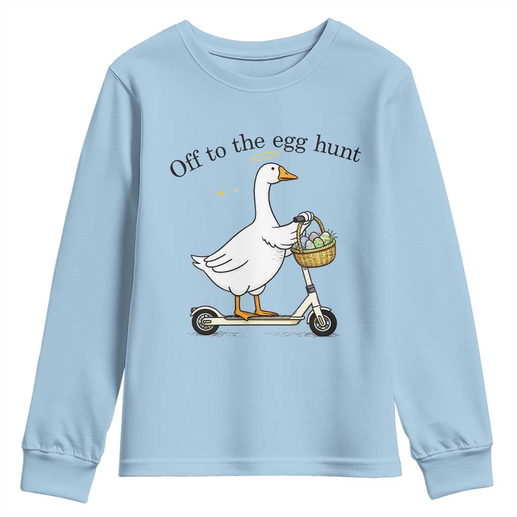 Off To The Egg Hunt Youth Sweatshirt Funny Easter Goose