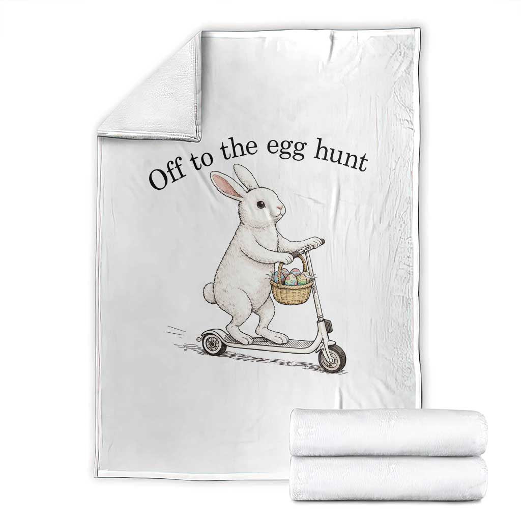 Off To The Egg Hunt Throw Blanket Funny Easter Bunny