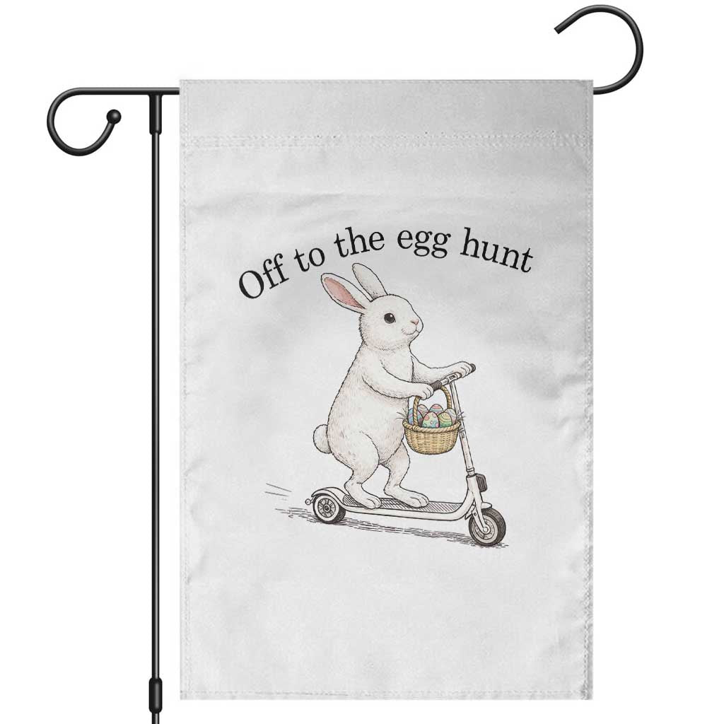 Off To The Egg Hunt Garden Flag Funny Easter Bunny