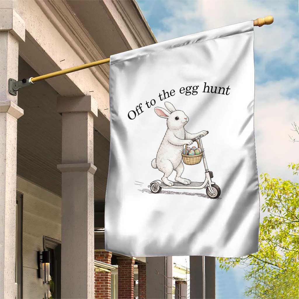 Off To The Egg Hunt Garden Flag Funny Easter Bunny