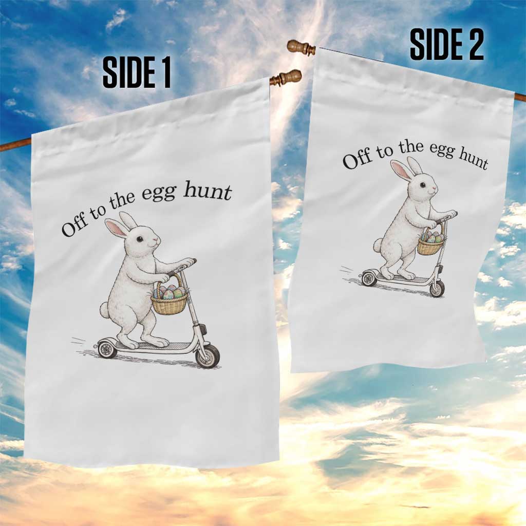 Off To The Egg Hunt Garden Flag Funny Easter Bunny