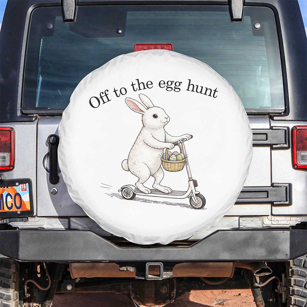 Off To The Egg Hunt Spare Tire Cover Funny Easter Bunny
