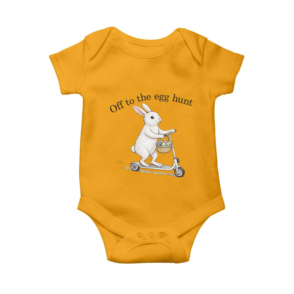 Off To The Egg Hunt Baby Onesie Funny Easter Bunny