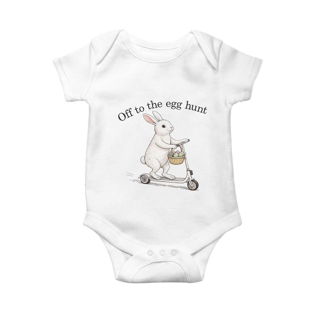Off To The Egg Hunt Baby Onesie Funny Easter Bunny