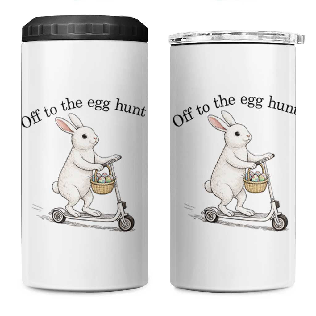 Off To The Egg Hunt 4 in 1 Can Cooler Tumbler Funny Easter Bunny