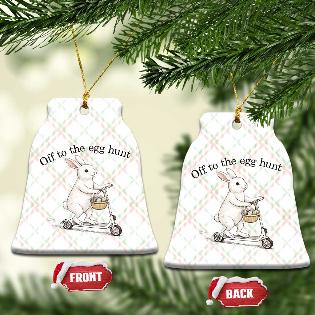 Off To The Egg Hunt Ceramic Ornament Funny Easter Bunny