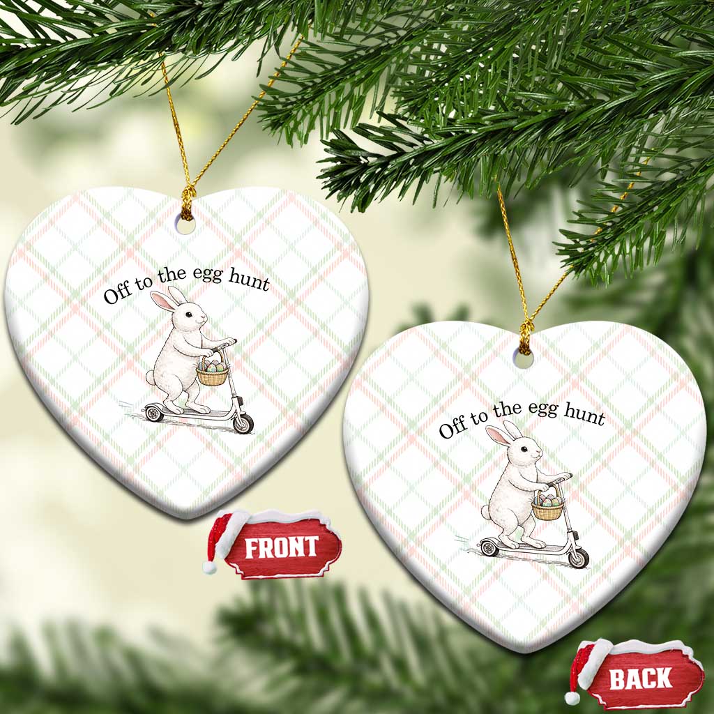 Off To The Egg Hunt Ceramic Ornament Funny Easter Bunny