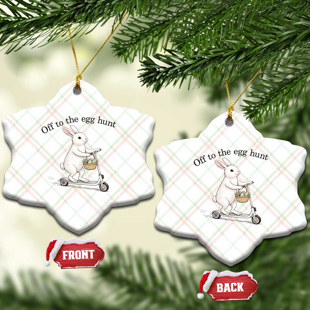 Off To The Egg Hunt Ceramic Ornament Funny Easter Bunny