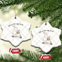 Off To The Egg Hunt Ceramic Ornament Funny Easter Bunny