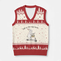 Off To The Egg Hunt V-Neck Knit Sweater Vest Funny Easter Bunny