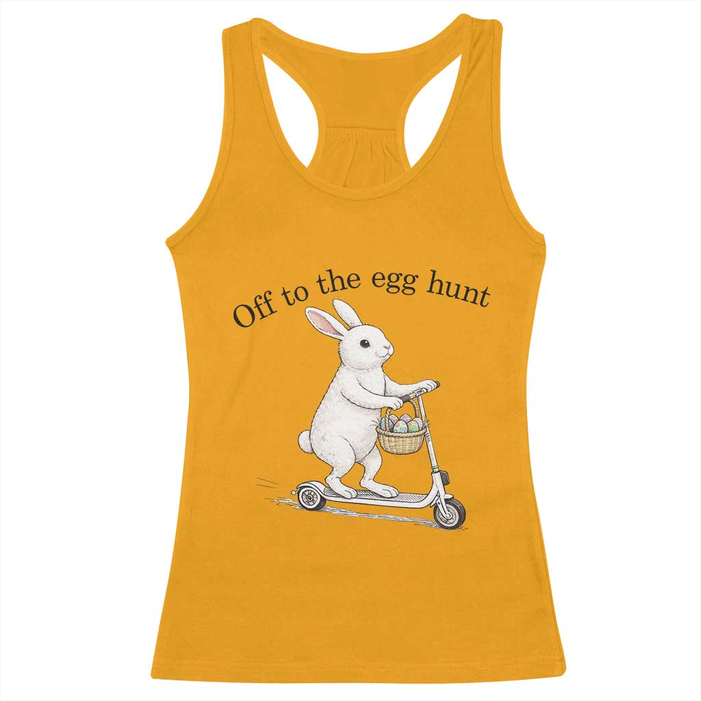 Off To The Egg Hunt Racerback Tank Top Funny Easter Bunny