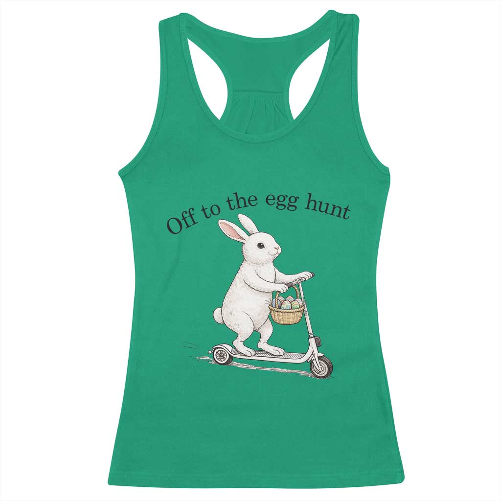Off To The Egg Hunt Racerback Tank Top Funny Easter Bunny