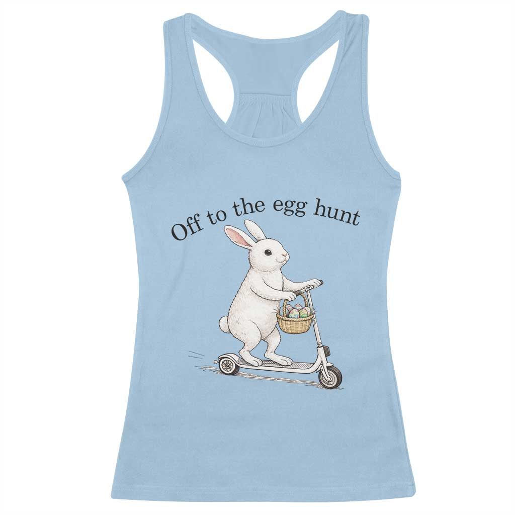 Off To The Egg Hunt Racerback Tank Top Funny Easter Bunny