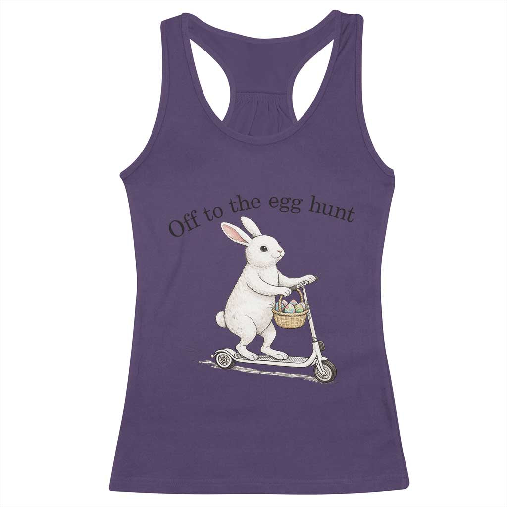 Off To The Egg Hunt Racerback Tank Top Funny Easter Bunny