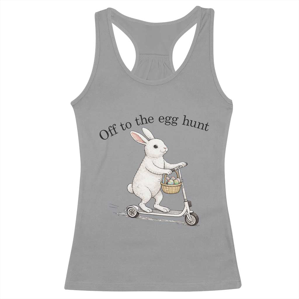 Off To The Egg Hunt Racerback Tank Top Funny Easter Bunny