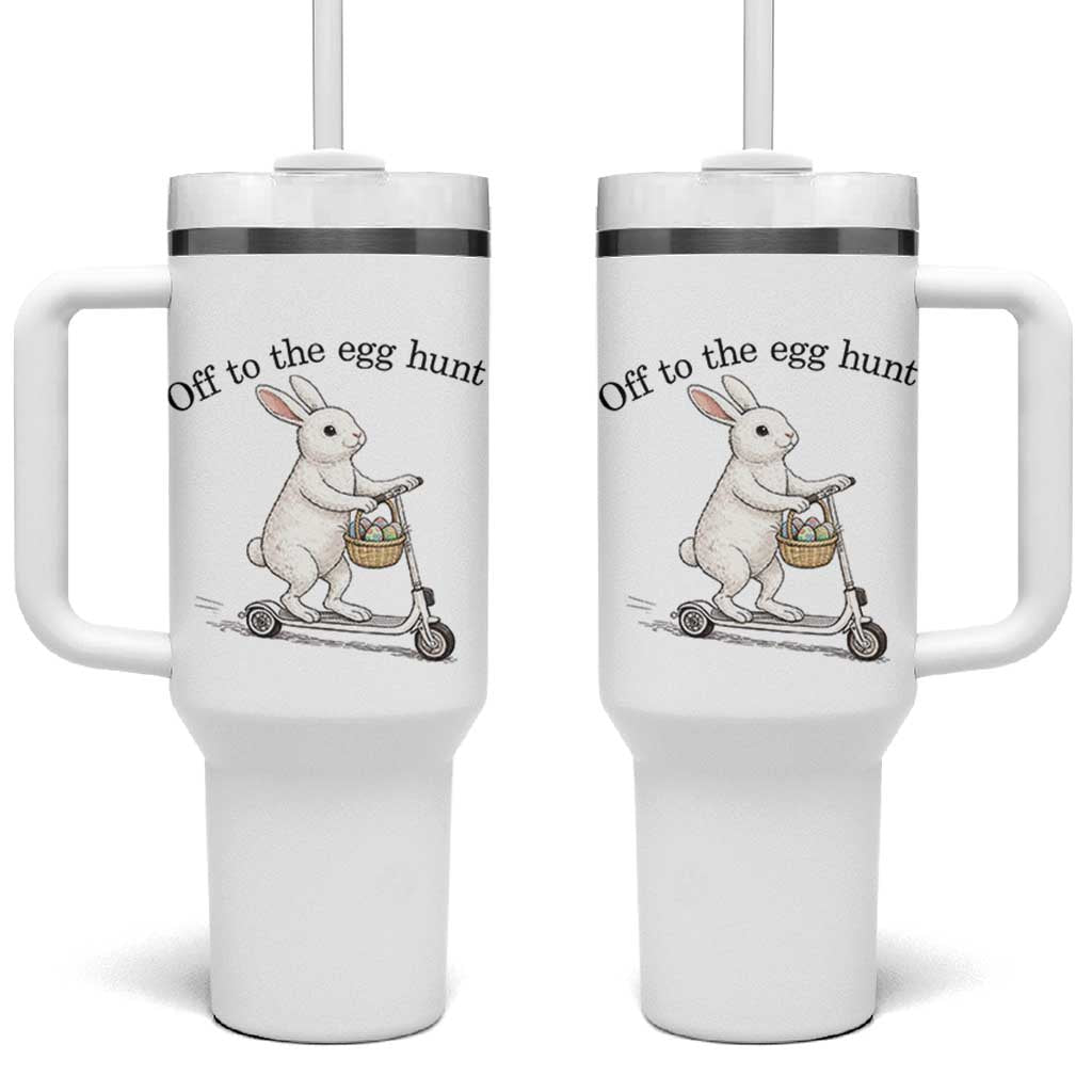 Off To The Egg Hunt Tumbler With Handle Funny Easter Bunny