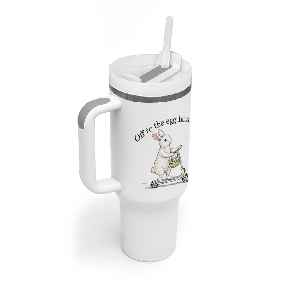 Off To The Egg Hunt Tumbler With Handle Funny Easter Bunny