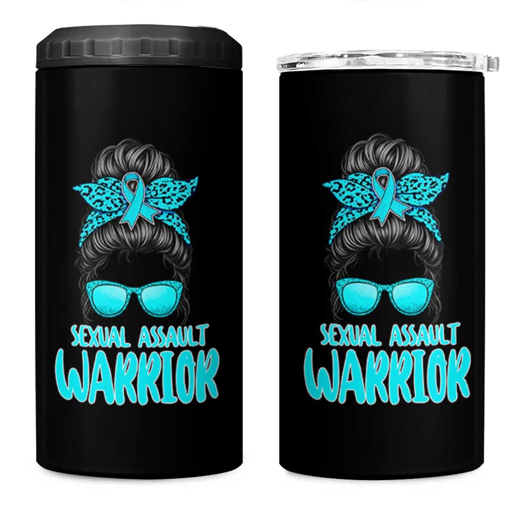 Sexual Assault Awareness Messy Bun Support Survivors 4 in 1 Can Cooler Tumbler