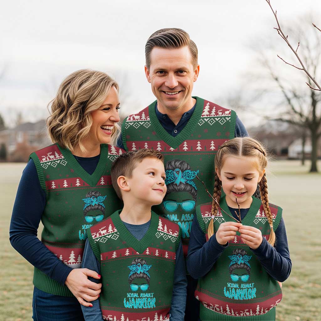 Sexual Assault Awareness Messy Bun Support Survivors V-Neck Knit Sweater Vest