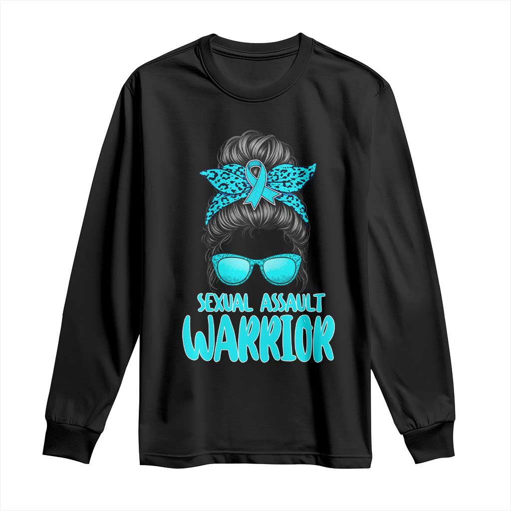 Sexual Assault Awareness Messy Bun Support Survivors Long Sleeve Shirt
