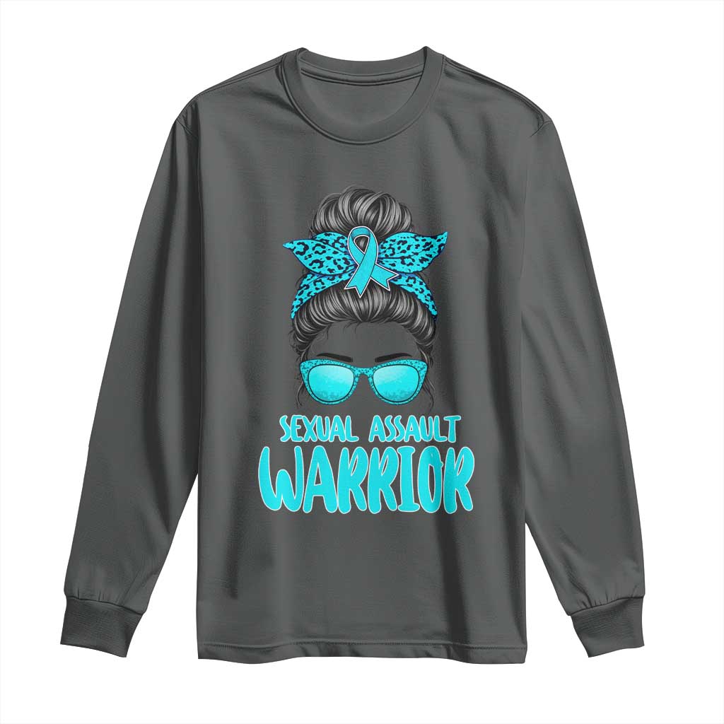 Sexual Assault Awareness Messy Bun Support Survivors Long Sleeve Shirt