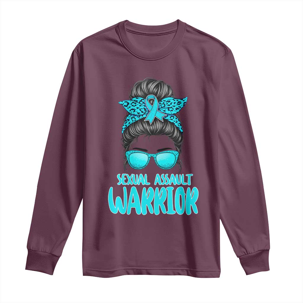 Sexual Assault Awareness Messy Bun Support Survivors Long Sleeve Shirt