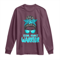Sexual Assault Awareness Messy Bun Support Survivors Long Sleeve Shirt