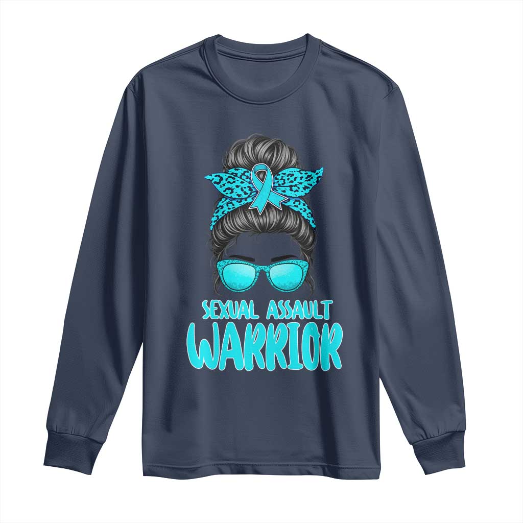 Sexual Assault Awareness Messy Bun Support Survivors Long Sleeve Shirt