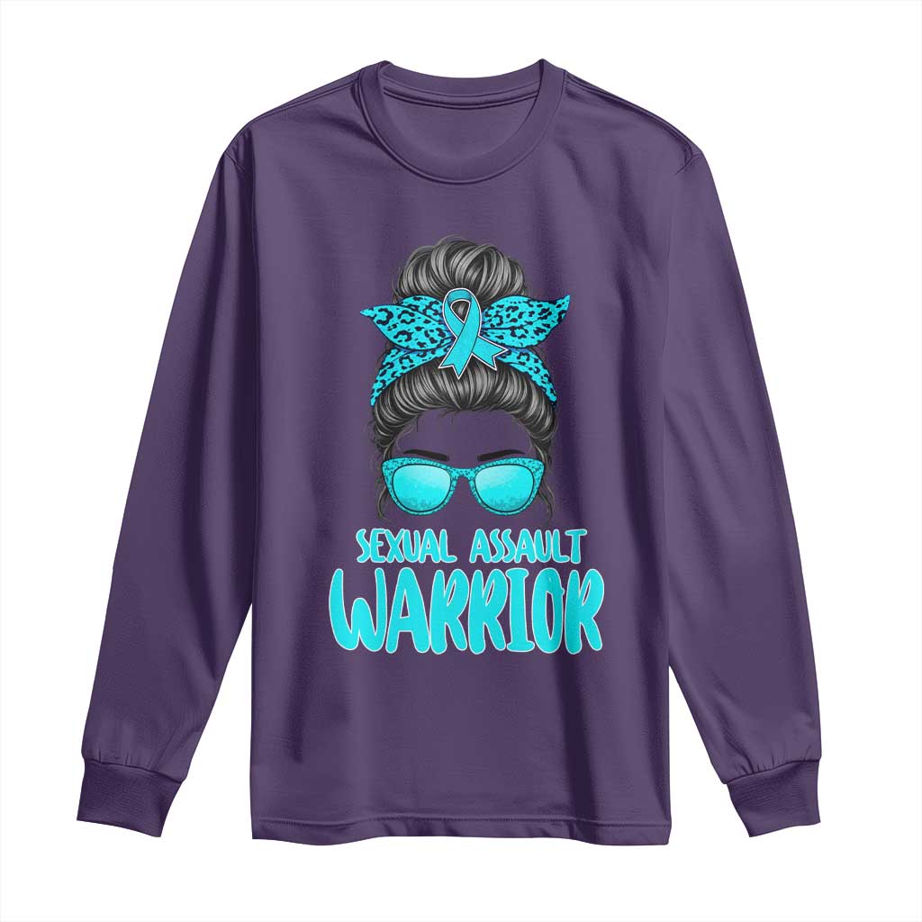 Sexual Assault Awareness Messy Bun Support Survivors Long Sleeve Shirt