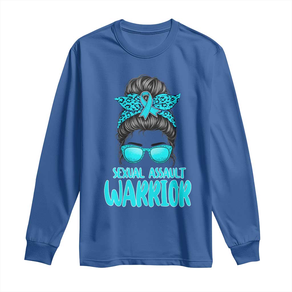 Sexual Assault Awareness Messy Bun Support Survivors Long Sleeve Shirt