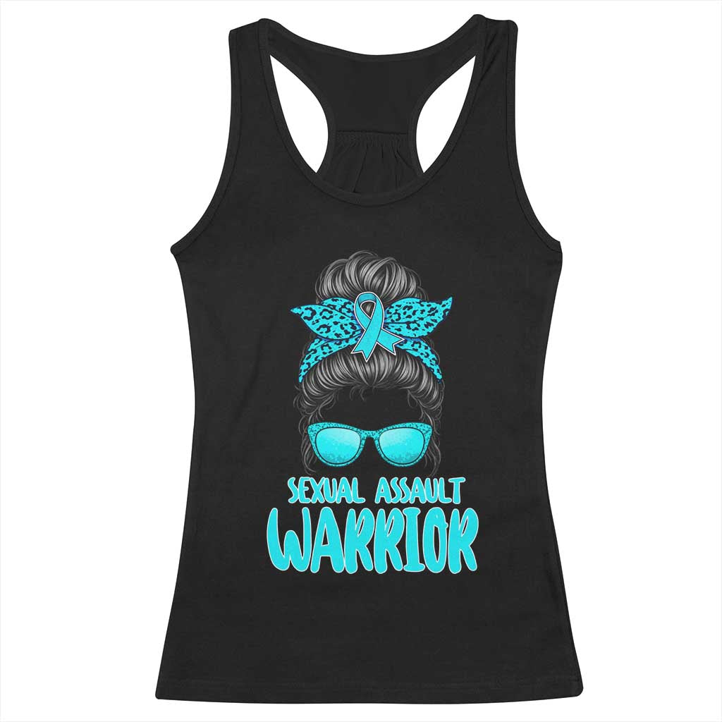 Sexual Assault Awareness Messy Bun Support Survivors Racerback Tank Top
