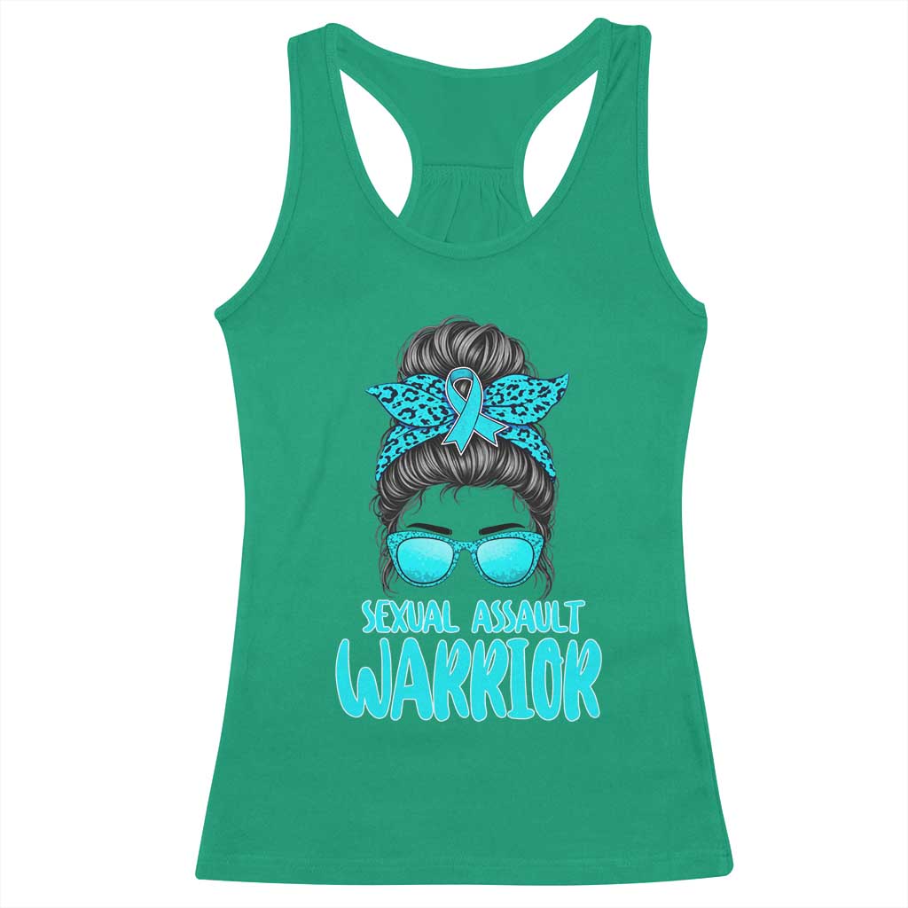 Sexual Assault Awareness Messy Bun Support Survivors Racerback Tank Top