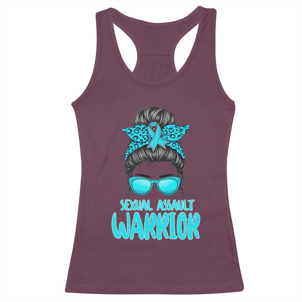 Sexual Assault Awareness Messy Bun Support Survivors Racerback Tank Top