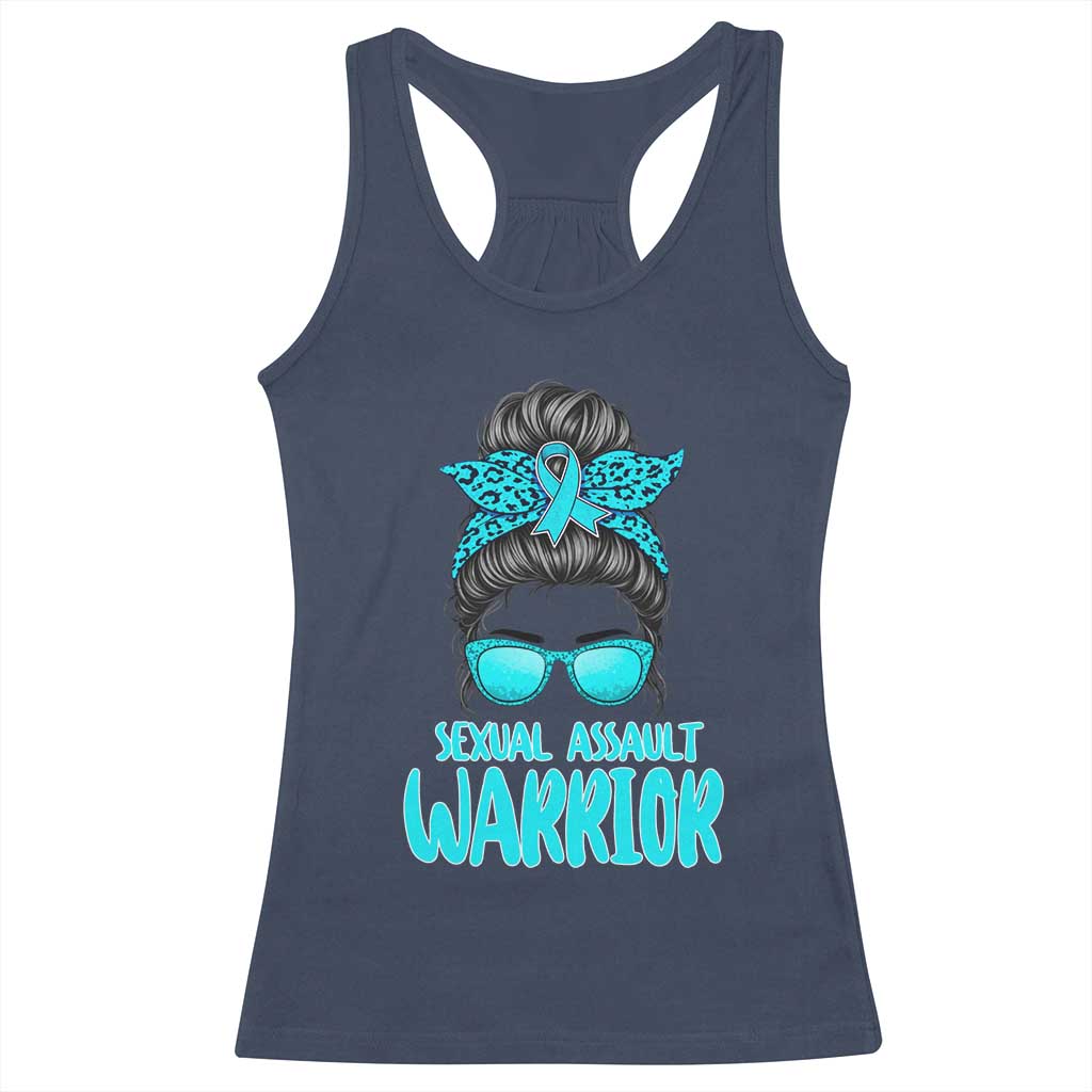 Sexual Assault Awareness Messy Bun Support Survivors Racerback Tank Top