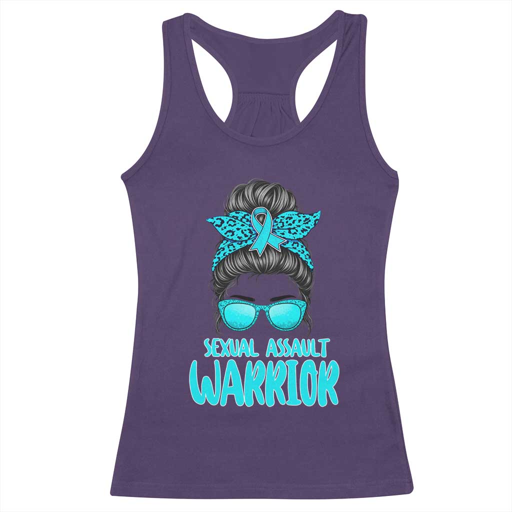 Sexual Assault Awareness Messy Bun Support Survivors Racerback Tank Top