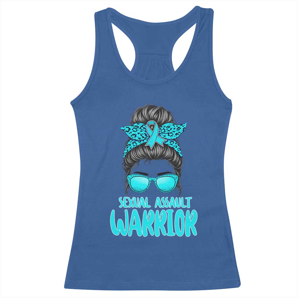 Sexual Assault Awareness Messy Bun Support Survivors Racerback Tank Top