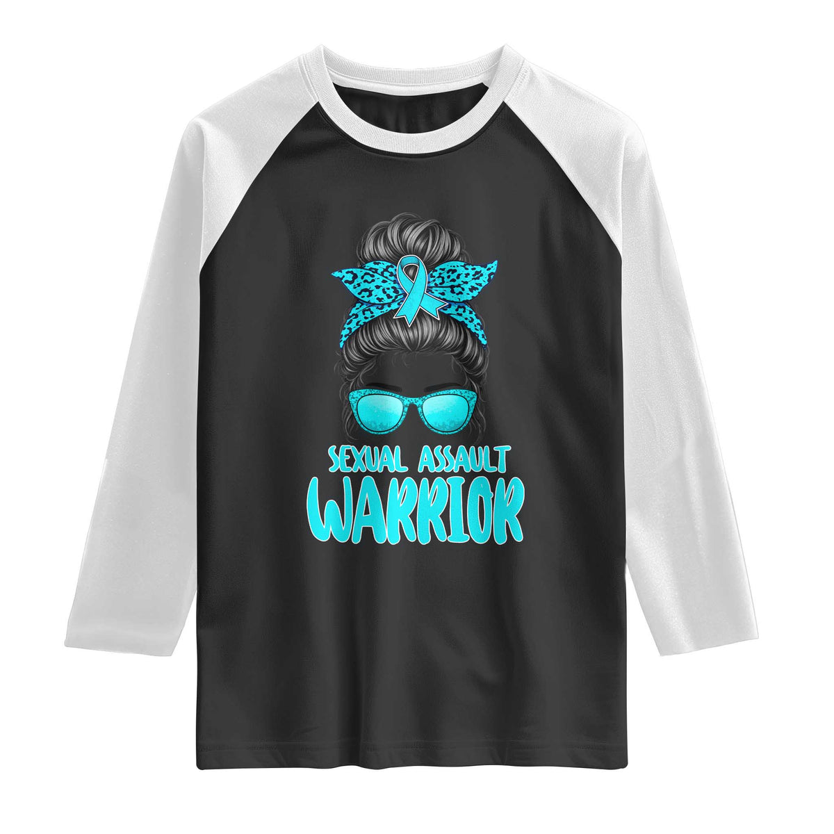 Sexual Assault Awareness Messy Bun Support Survivors Raglan Shirt