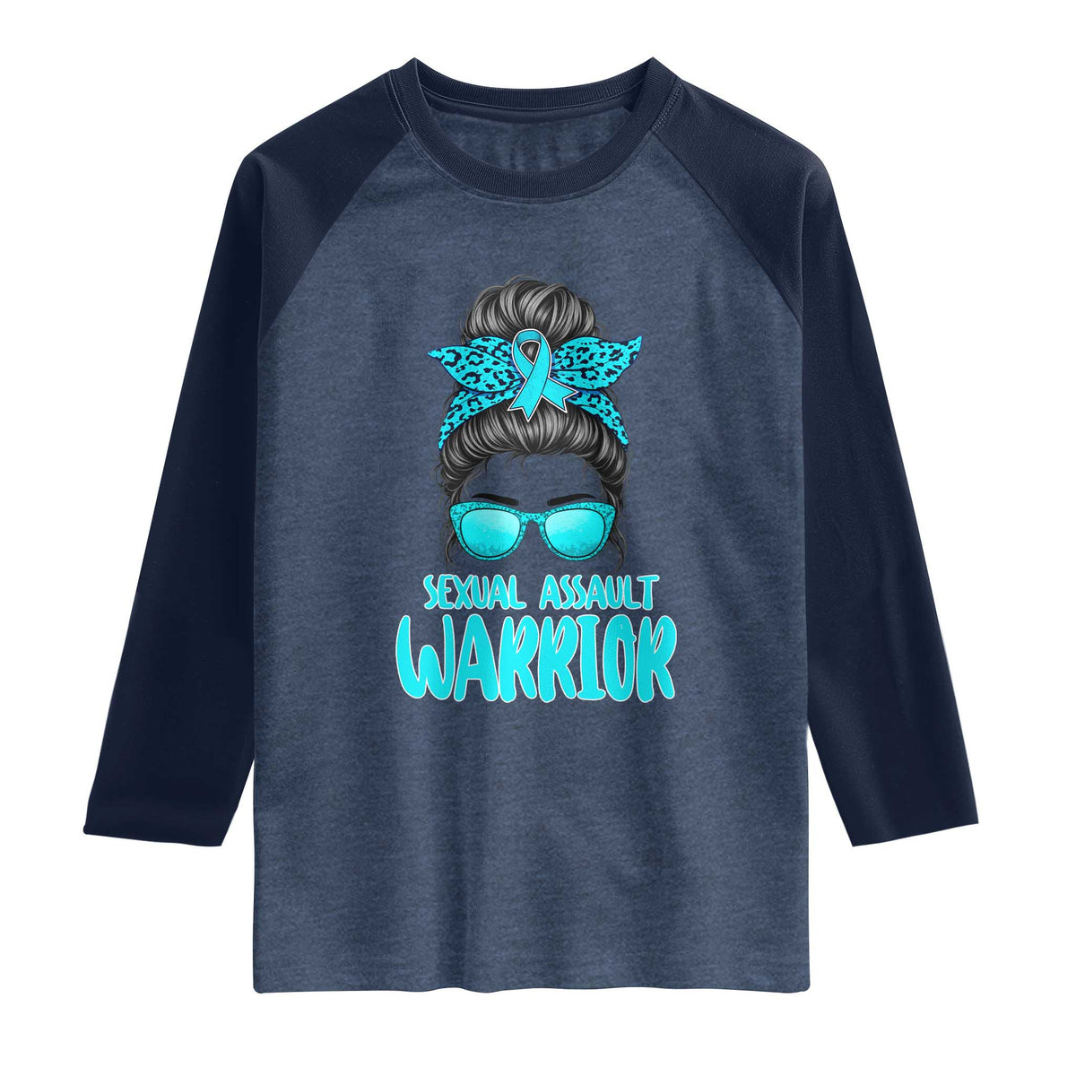 Sexual Assault Awareness Messy Bun Support Survivors Raglan Shirt