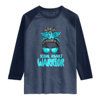 Sexual Assault Awareness Messy Bun Support Survivors Raglan Shirt