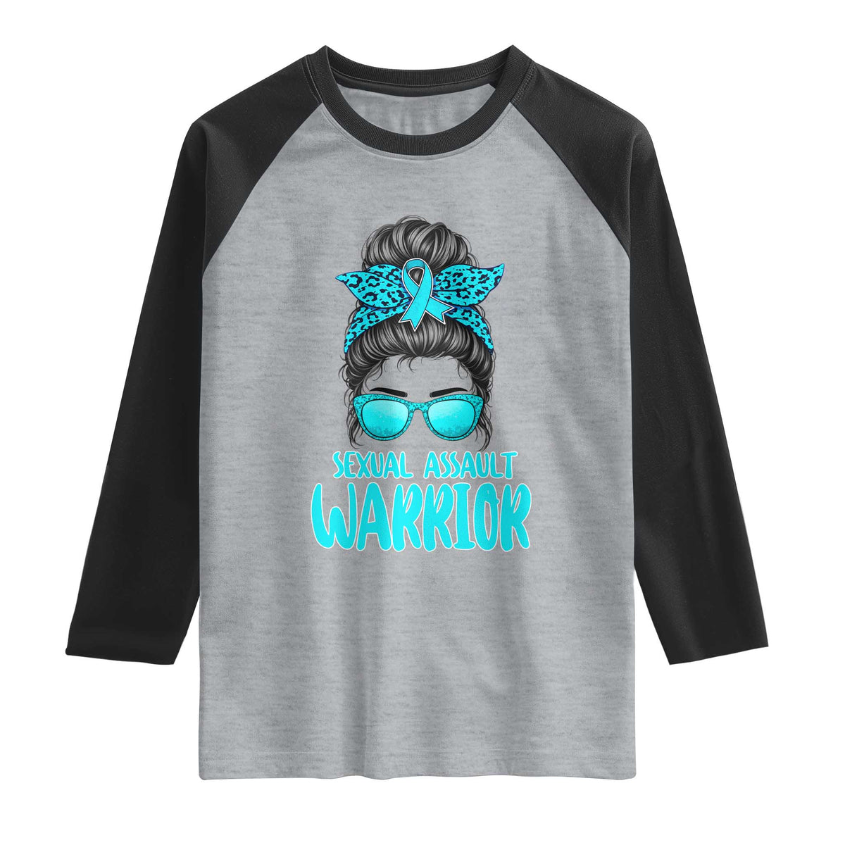 Sexual Assault Awareness Messy Bun Support Survivors Raglan Shirt