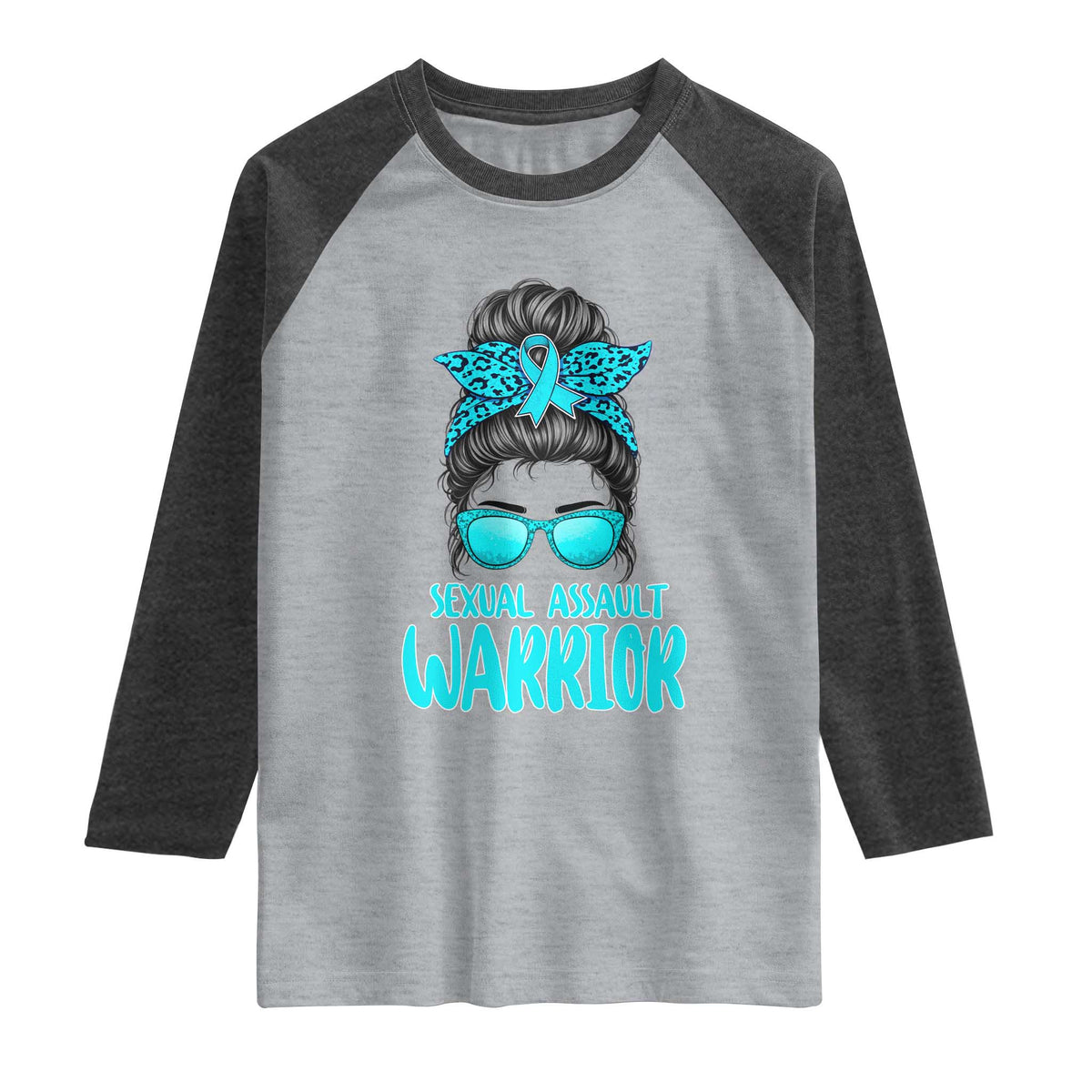 Sexual Assault Awareness Messy Bun Support Survivors Raglan Shirt