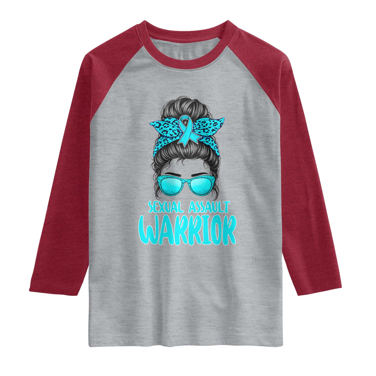 Sexual Assault Awareness Messy Bun Support Survivors Raglan Shirt