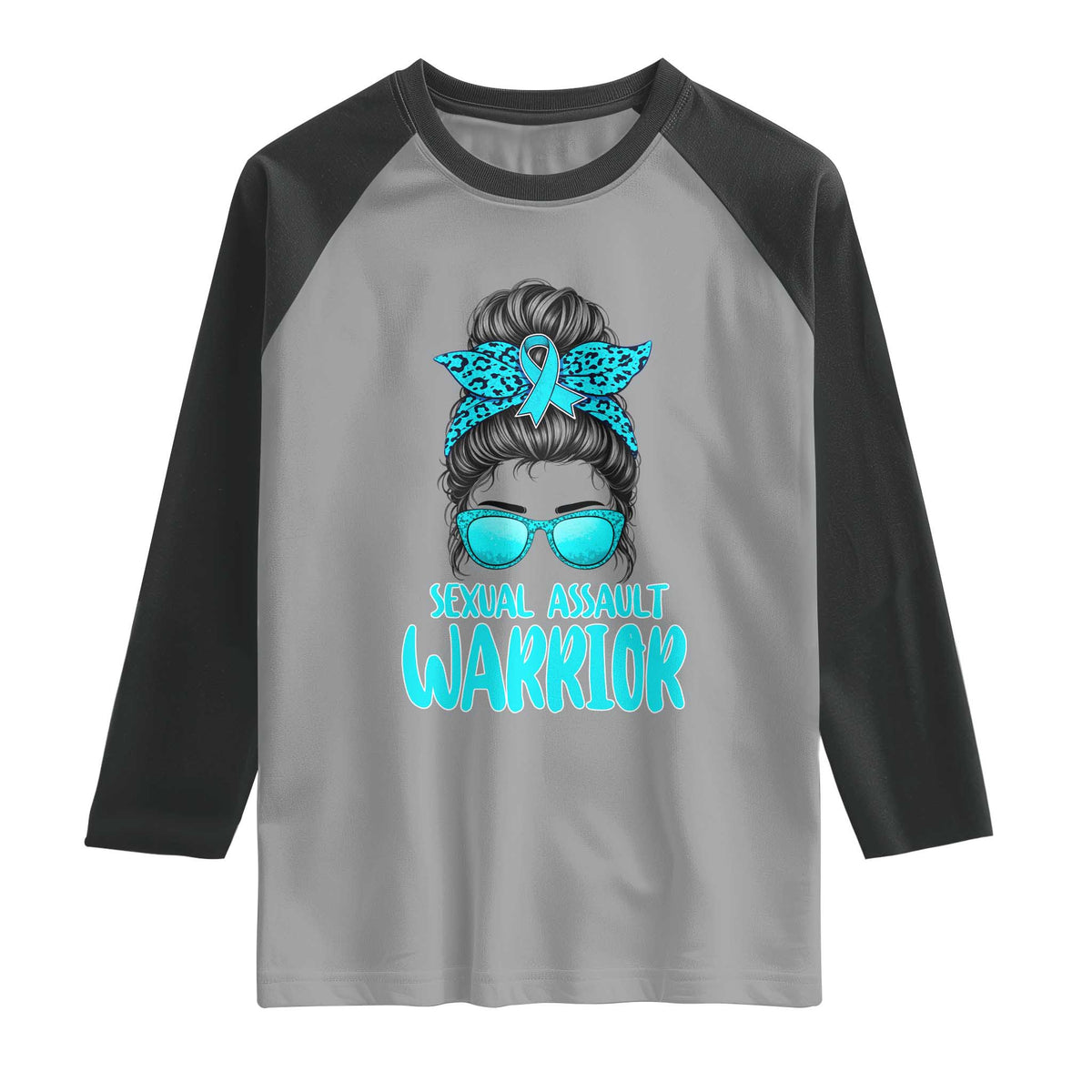 Sexual Assault Awareness Messy Bun Support Survivors Raglan Shirt