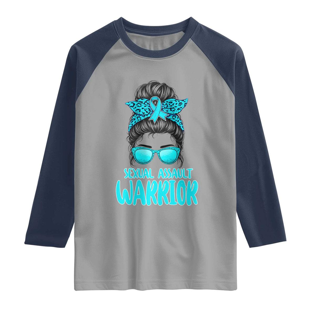 Sexual Assault Awareness Messy Bun Support Survivors Raglan Shirt