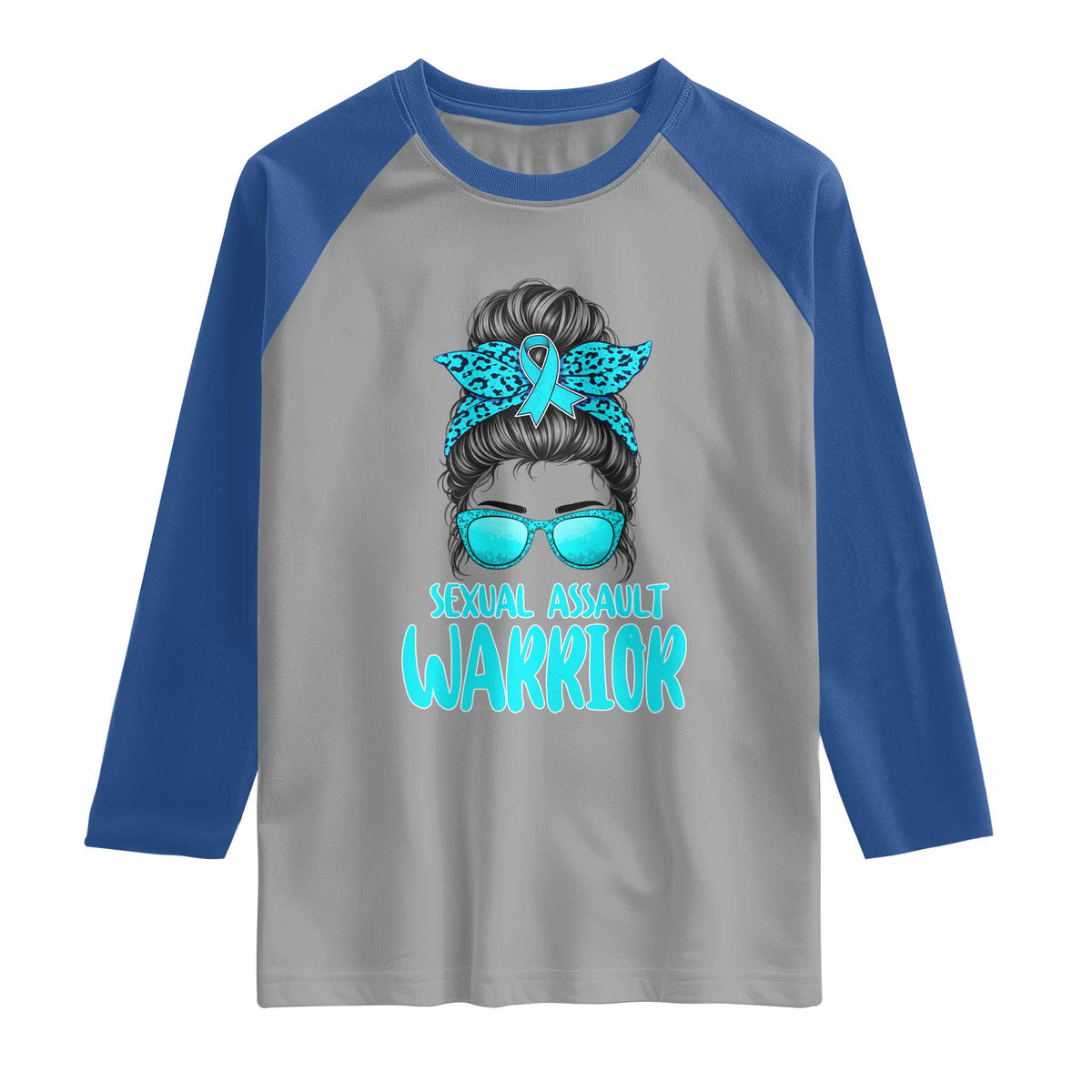 Sexual Assault Awareness Messy Bun Support Survivors Raglan Shirt